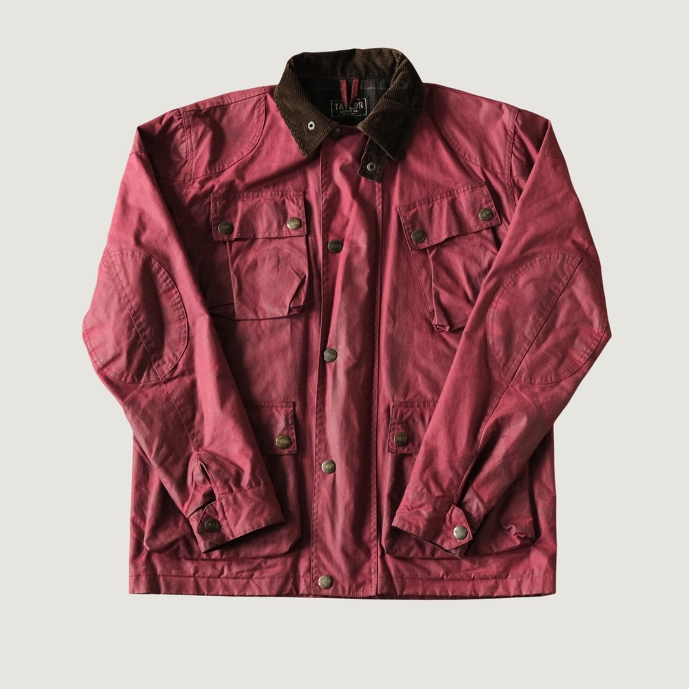 Taylor Supply Co Field Jacket Burgundy Waxed Cotton Moto Corduroy Size S USA